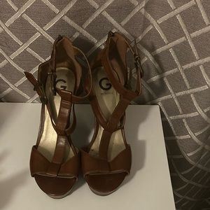 G by guess wedge heel with strap.